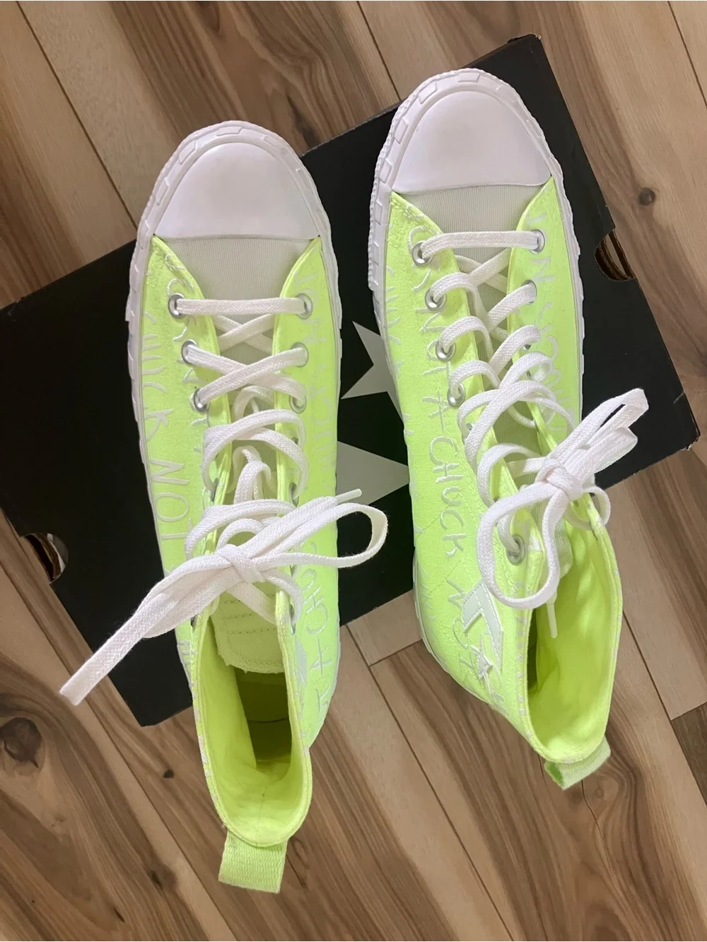 Converse Neon Yellow High-Top Canvas Sneakers Brand New